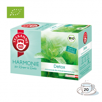Teekanne Harmonie Bio Detox, aktivierende Kräuterteemischung, 20 Teebeutel im Kuvert